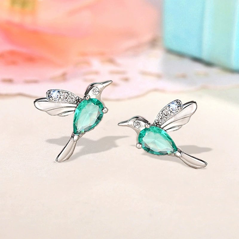 🐦Zirconia Hummingbird Earrings / Memorial Gift / Bird Lover's Gift