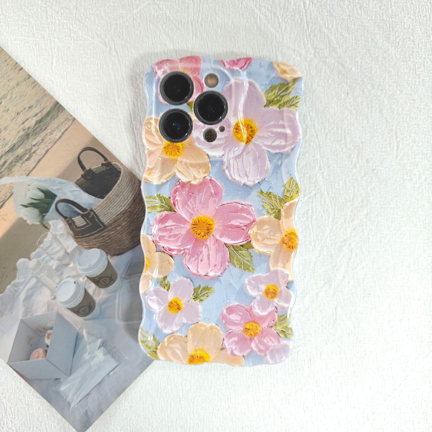 🔥Colorful Retro Oil Painting Print Flower Apple Phone Case