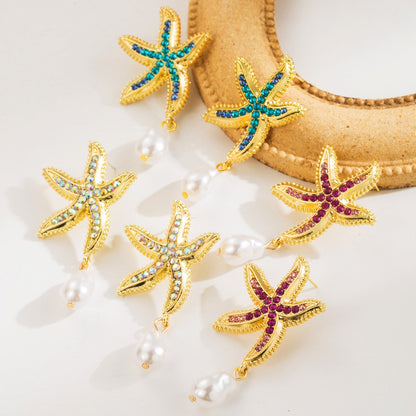 💎Diamond Starfish Earrings/ Summer Accessory / Gift for Her