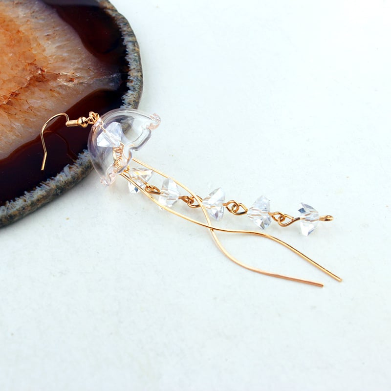 Jellyfish Earrings/Crystal Pendants/Summer Accessories/Gifts for Her from the Sea🌊