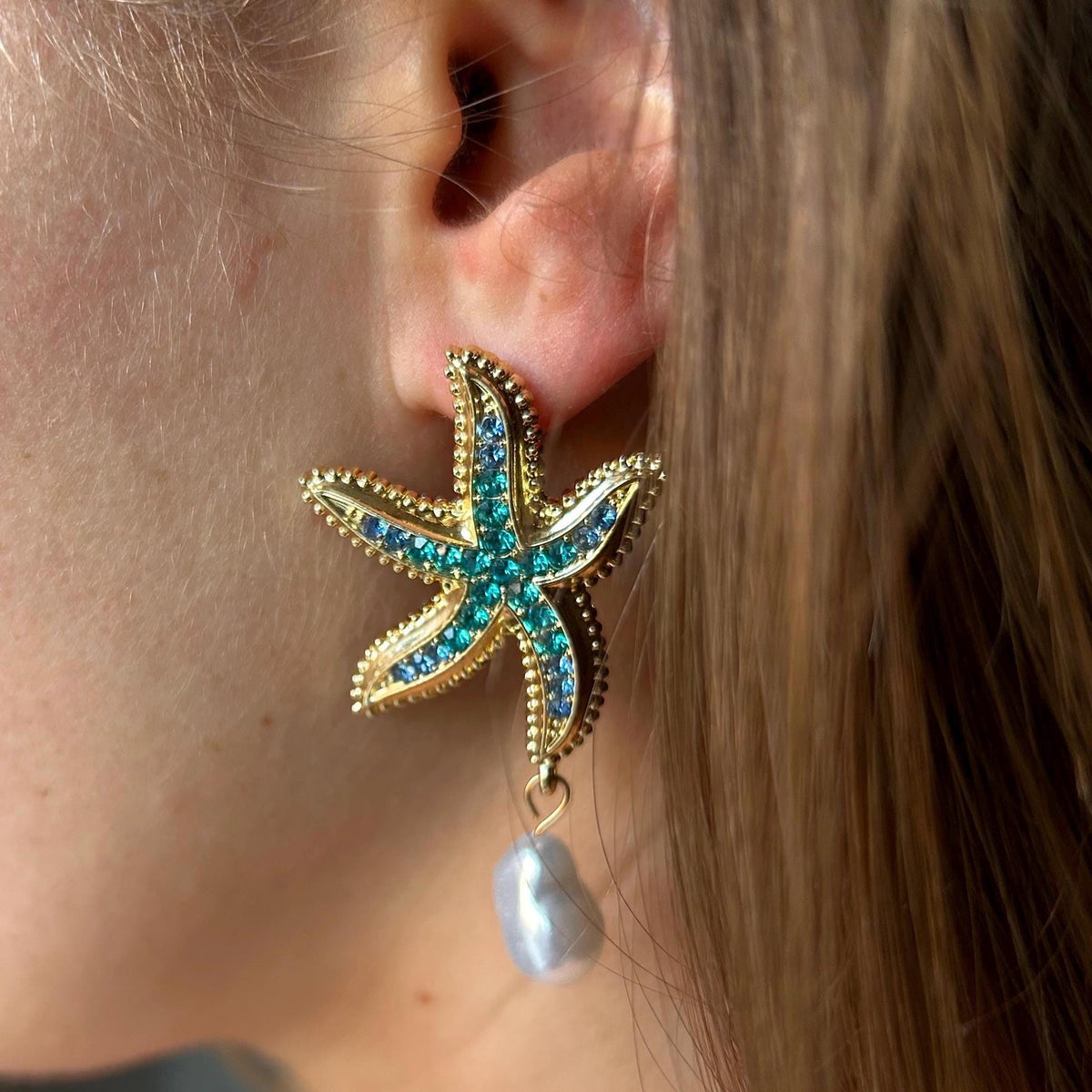 💎Diamond Starfish Earrings/ Summer Accessory / Gift for Her